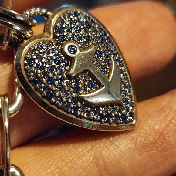 BRIGHTON anchor & sail bracelet Silver blue crystals on anchor pendant NEW SEA - Picture 5 of 5